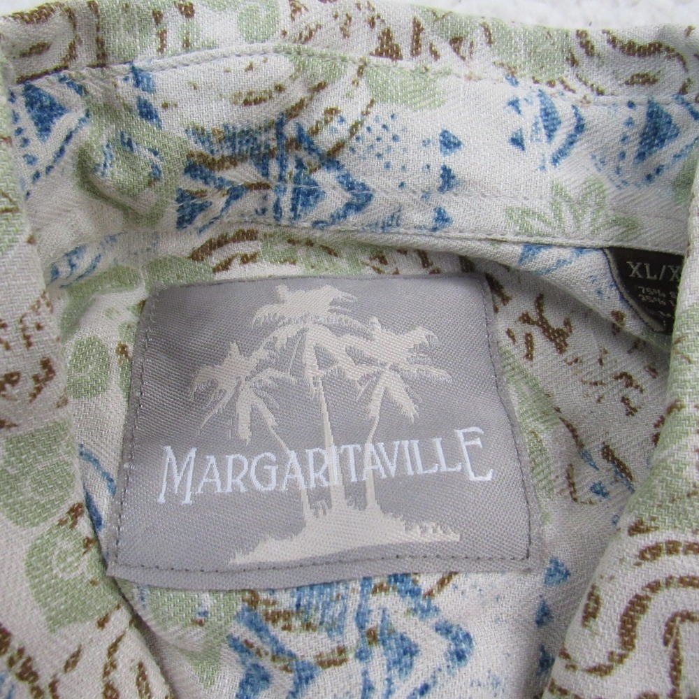 Margaritaville Shirt Men XL Silk Linen Short Sleeve Tropical Print Hawaiian - Picture 3 of 10